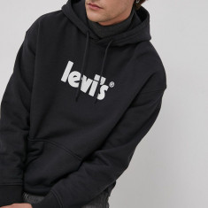 Levi's hanorac de bumbac bărbați, culoarea negru, cu imprimeu 38479.0079-Blacks
