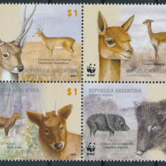 ARGENTINA 2002 WWF FAUNA PROTEJATA ANIMALE SALBATICE LAME CERBI PORCI MISTRETI