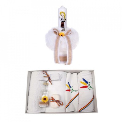 Trusou botez fetita, brodat si lumanare, decor tricolor, Denikos&amp;reg; 123 foto