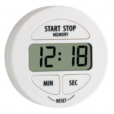 Timer digital pentru bucatarie Tfa, 55 x 17 x 55 mm, plastic/cauciuc, cronometru, suport magnetic, Alb foto