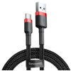 Cablu alimentare si date Baseus Cafule, Fast Charging Data Cable pt. smartphone, USB la USB Type-C, 100W, braided, 2m, rosu + negru
