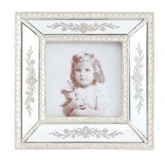 Rama foto de masa din polirasina argintie decorata cu oglinda 17 cm x 2 cm x 17 h Elegant DecoLux foto