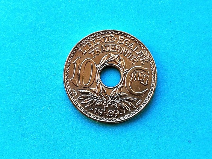 10 Centimes 1939 Franta-AUNC-UNC-Luciu de batere