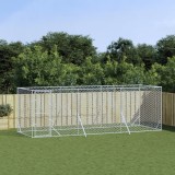 VidaXL Padoc de exterior pentru c&acirc;ini argintiu 6x2x2 m oțel galvanizat
