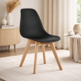 Scaun Bucatarie Living Artool Kito Negru Picioare Lemn Natur Ergonomic Confortabil Usor Curatat