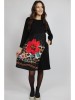 ROCHIE MIDI CU BUZUNARE SI MANECA LUNGA INSERTIE PRINT FLOWERS DOMIDEEA TALIE UNICA Multicolora