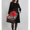 ROCHIE MIDI CU BUZUNARE SI MANECA LUNGA INSERTIE PRINT FLOWERS DOMIDEEA TALIE UNICA Multicolora