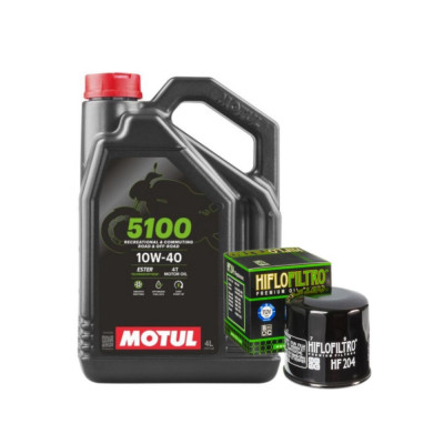 Kit schimb ulei moto Motul 5100 10w40 si Hiflo HF204 foto