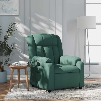 vidaXL Fotoliu rabatabil, verde &amp;icirc;nchis, material textil foto