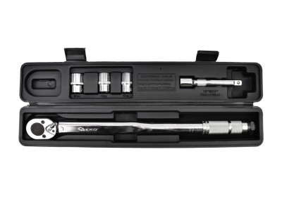 Set cheie dinamometrica 1/2&amp;quot; 28-210Nm cu prize si extensie, Geko G10064 foto