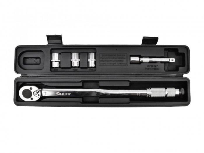 Set cheie dinamometrica 1/2&quot; 28-210Nm cu prize si extensie, Geko G10064