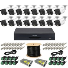 Kit supraveghere profesional Dahua 16 camere Dual Light 5MP Microfon IR 40m, DVR 16 canale 5MP WizSense si accesorii montaj SafetyGuard Surveillance
