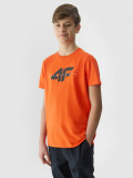 Tricou din bumbac organic cu imprimeu pentru băieți - roșu, 4F Sportswear