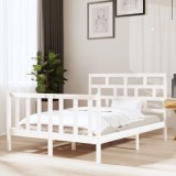 VidaXL Cadru de pat dublu 4FT6, alb, 135x190 cm, lemn masiv de pin