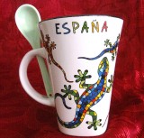 CANA CEAI CAFEA CU LINGURITA CERAMICA OLE MOSAIC SPANIA DECOR TIP MOZAIC 11.5 CM