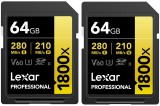 Lexar SDXC Pro 1800x U3 UHS-II R280/W210 (V60) 64GB - 2pack