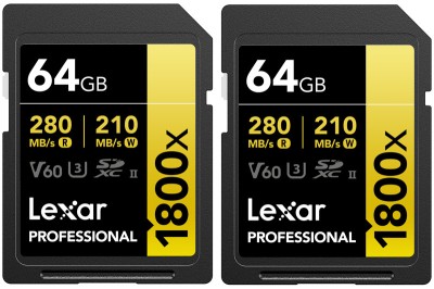 Lexar SDXC Pro 1800x U3 UHS-II R280/W210 (V60) 64GB - 2pack foto