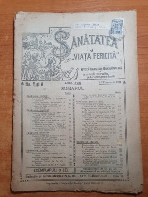 sanatatea si viata fericita 1-15 ianuarie 1921-sanatatea femeii,copiilor,sociala foto