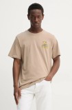 Converse tricou din bumbac bărbați, culoarea bej, cu imprimeu, 10027097-A03