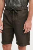 Frescobol Carioca pantaloni scurți din amestec de in culoarea verde, 2603.840