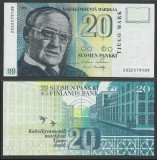 FINLANDA █ bancnota █ 20 Markaa █ 1993 █ P-122 (1) █ UNC █ necirculata