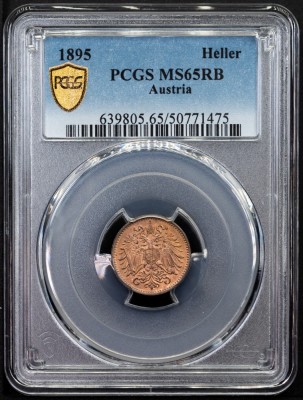 FRANZ JOSEPH I - 1 HELLER 1895 MS 65 RB - TOP POP 1/2 - MONETARIA VIENA - GRADATA PCGS - 50771475 foto