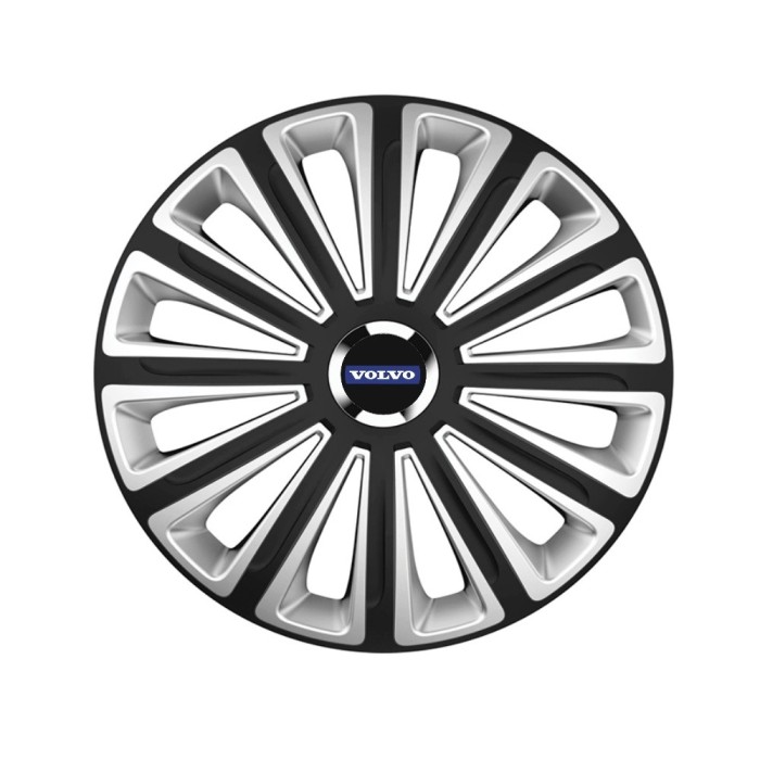 trend Set 4 capace roti Silver/black cu inel cromat Trend R16 pentru gama auto Volvo Trend Silver-Black