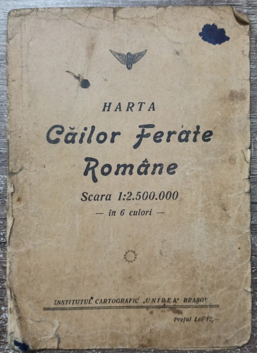 Harta Cailor Ferate Romane in 6 culori// interbelica, Institutul Unirea Brasov