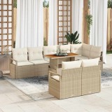 Set de canapele pentru grădină 9 pcs Bej Rattan poli