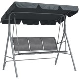 Outsunny Leagăn de grădină 3 locuri cu acoperiș parasolar reglabil și detașabil, șezut respirabil din poliester, capacitate 240 kg, 171x108x154 cm, gr