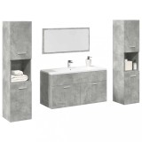 VidaXL Set mobilier de baie, 4 piese, gri beton, lemn compozit