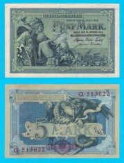 Germania (p#8) 5 Mark 1904 aUNC &amp;#039;Reichskassenschein&amp;#039; serie: Q.513622 foto