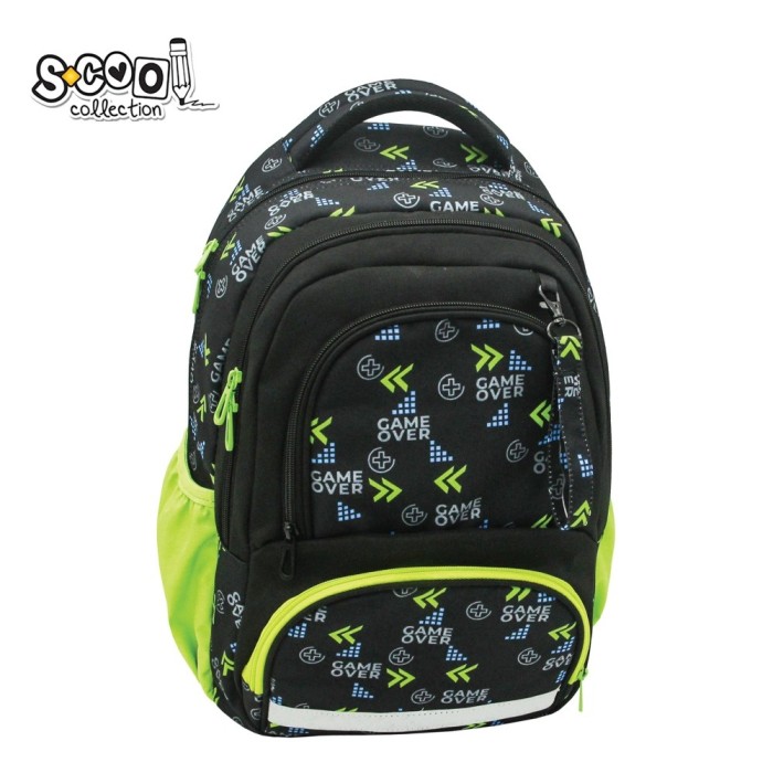 Ghiozdan ergonomic, compartiment laptop, GAME OVER, 42x31x16 cm &ndash; S-COOL