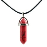 Colier cu piatra semipretioasa hexagonala Coral