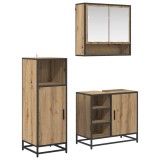 Cumpara ieftin Set de mobilier pentru baie cu raft 3 pcs Stejar Artizanal