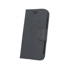 Husa piele Fancy Silicon pentru telefon 4.5 inci, dimensiuni interioare 130 x 70 mm, neagra