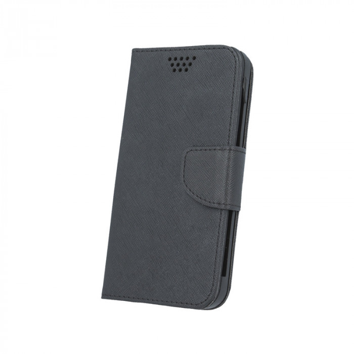 Husa piele Fancy Silicon pentru telefon 4.7 inci, dimensiuni interioare 137 x 73 mm, neagra