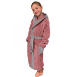 Halat baie copii Homelevel, bumbac organic, gri/roz, marime 176, fete/baieti, moale si absorbant