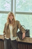 Answear.LAB geaca ramones culoarea bej, de tranzitie, oversize
