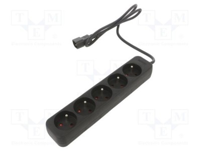 Prelungitor LANBERG 1m 5 prize 10A negru gumă foto