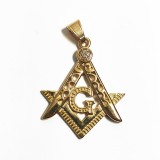 Pandantiv masonic Auriu - Echer si Compas cu Litera G - MM1010, Fashion Manufacturer