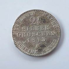 Germania Prusia 2 1/2 groschen 1843 A / Berlin argint William lV