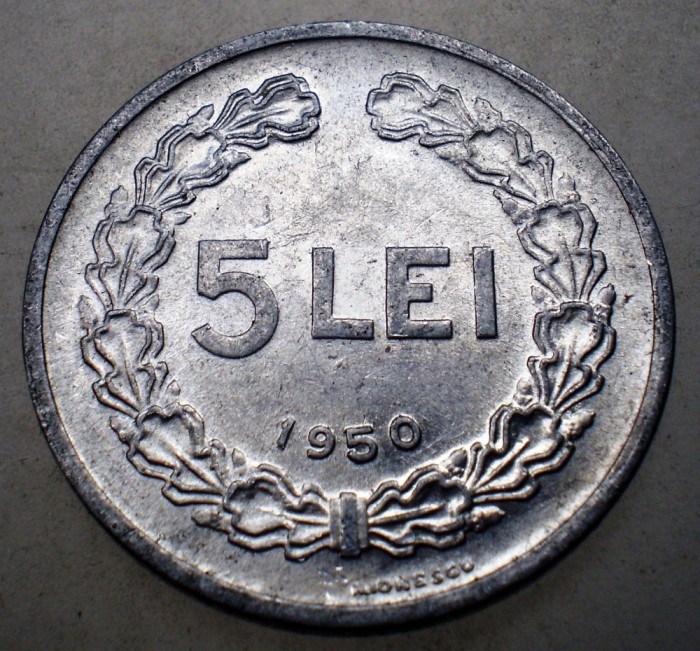 7.894 ROMANIA RPR 5 LEI 1950 XF/AUNC