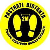 Set 3 BUC - Stickere Podea - Preventie Coronavirus - Pastrati Distanta - Rotund - diametru 22 cm