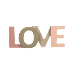 Decoratiune din lemn, 17x6.7 cm, Mesaj Love, ATU-086809
