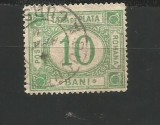 No(09) timbre- ROMANIA 1887 TAXA DE PLATA cu FILIGRAN VAL 10 BANI stampilat