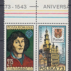 ROMANIA 1973 LP 819 a ANIVERSARI N. COPERNIC SERIE CU VINIETA MNH