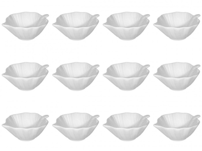 Set boluri, 12 piese, 120 ml, Portelan, Alb fildes