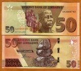 !!! ZIMBABWE - 50 DOLARI 2020 - P NEW - UNC / PREFIX AA