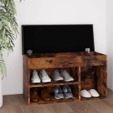 VidaXL Pantofar cu pernă, stejar afumat, 80x30x47 cm, lemn prelucrat